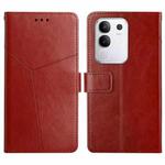 For vivo Y29 4G Global HT01 Y-shaped Pattern Flip Leather Phone Case(Brown)