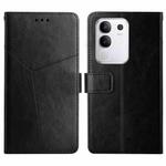 For vivo Y29 4G Global HT01 Y-shaped Pattern Flip Leather Phone Case(Black)