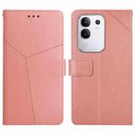 For vivo Y29 4G Global HT01 Y-shaped Pattern Flip Leather Phone Case(Pink)