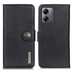 For Motorola Moto G14 4G KHAZNEH Cowhide Texture Flip Leather Phone Case(Black)