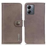 For Motorola Moto G14 4G KHAZNEH Cowhide Texture Flip Leather Phone Case(Khaki)