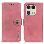 For Motorola Edge 50 Ultra KHAZNEH Cowhide Texture Flip Leather Phone Case(Pink)