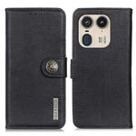 For Motorola Edge 50 Ultra KHAZNEH Cowhide Texture Flip Leather Phone Case(Black)