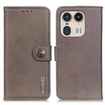 For Motorola Edge 50 Ultra KHAZNEH Cowhide Texture Flip Leather Phone Case(Khaki)