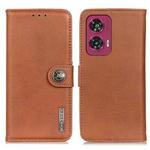 For Motorola Edge 50 Fusion KHAZNEH Cowhide Texture Flip Leather Phone Case(Brown)