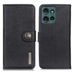 For Motorola Edge 50 KHAZNEH Cowhide Texture Flip Leather Phone Case(Black)