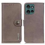 For Motorola Edge 50 KHAZNEH Cowhide Texture Flip Leather Phone Case(Khaki)