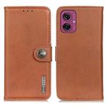 For Motorola Moto G55 5G KHAZNEH Cowhide Texture Flip Leather Phone Case(Brown)