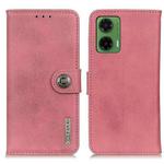 For Motorola Moto G35 5G KHAZNEH Cowhide Texture Flip Leather Phone Case(Pink)