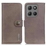 For Motorola Moto G15 4G / G05 KHAZNEH Cowhide Texture Flip Leather Phone Case(Khaki)