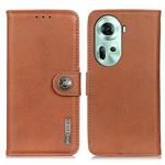 For OPPO Reno11 5G Global KHAZNEH Cowhide Texture Flip Leather Phone Case(Brown)