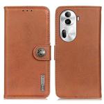 For OPPO Reno11 Pro 5G Global KHAZNEH Cowhide Texture Flip Leather Phone Case(Brown)