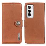 For OPPO Reno12 5G Global KHAZNEH Cowhide Texture Flip Leather Phone Case(Brown)