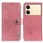 For Xiaomi Redmi Note 13R Pro KHAZNEH Cowhide Texture Flip Leather Phone Case(Pink)