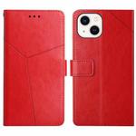 For iPhone 15 HT01 Y-shaped Pattern Flip Leather Phone Case(Red)