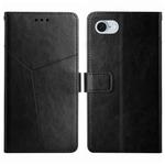 For iPhone SE 2024 HT01 Y-shaped Pattern Flip Leather Phone Case(Black)