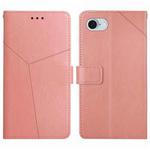 For iPhone SE 2024 HT01 Y-shaped Pattern Flip Leather Phone Case(Pink)