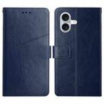 For iPhone 17 HT01 Y-shaped Pattern Flip Leather Phone Case(Blue)