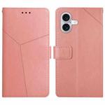 For iPhone 17 HT01 Y-shaped Pattern Flip Leather Phone Case(Pink)