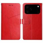 For iPhone 17 Pro Max HT01 Y-shaped Pattern Flip Leather Phone Case(Red)