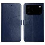 For iPhone 17 Pro Max HT01 Y-shaped Pattern Flip Leather Phone Case(Blue)