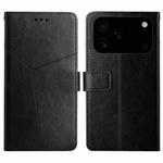 For iPhone 17 Pro Max HT01 Y-shaped Pattern Flip Leather Phone Case(Black)