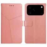 For iPhone 17 Pro Max HT01 Y-shaped Pattern Flip Leather Phone Case(Pink)