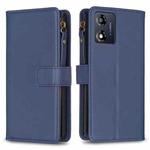 For Motorola Moto E13 4G 9 Card Slots Zipper Wallet Leather Flip Phone Case(Blue)