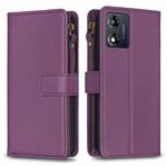For Motorola Moto E13 4G 9 Card Slots Zipper Wallet Leather Flip Phone Case(Dark Purple)