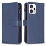 For Motorola Moto G13 4G / G23 4G / G53 5G 9 Card Slots Zipper Wallet Leather Flip Phone Case(Blue)