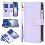 For Motorola Edge 40 9 Card Slots Zipper Wallet Leather Flip Phone Case(Light Purple)