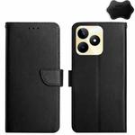 For Realme C53 Genuine Leather Fingerprint-proof Flip Phone Case(Black)