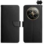 For Realme 12+ Global Genuine Leather Fingerprint-proof Flip Phone Case(Black)