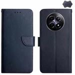 For Realme 12 5G Global Genuine Leather Fingerprint-proof Flip Phone Case(Blue)