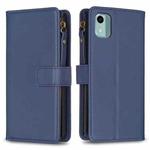 For Nokia C12 9 Card Slots Zipper Wallet Leather Flip Phone Case(Blue)