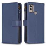For Nokia C22 9 Card Slots Zipper Wallet Leather Flip Phone Case(Blue)