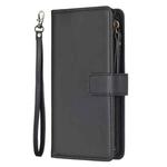 For Nokia C32 9 Card Slots Zipper Wallet Leather Flip Phone Case(Black)