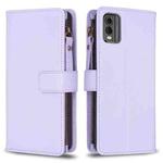 For Nokia C32 9 Card Slots Zipper Wallet Leather Flip Phone Case(Light Purple)