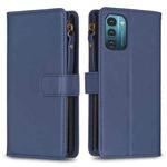 For Nokia G21 / G11 9 Card Slots Zipper Wallet Leather Flip Phone Case(Blue)