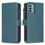 For Nokia G22 9 Card Slots Zipper Wallet Leather Flip Phone Case(Green)