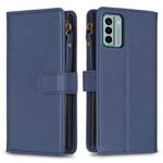 For Nokia G22 9 Card Slots Zipper Wallet Leather Flip Phone Case(Blue)