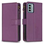 For Nokia G22 9 Card Slots Zipper Wallet Leather Flip Phone Case(Dark Purple)