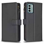 For Nokia G22 9 Card Slots Zipper Wallet Leather Flip Phone Case(Black)