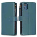 For Nokia C02 9 Card Slots Zipper Wallet Leather Flip Phone Case(Green)