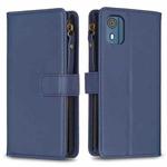 For Nokia C02 9 Card Slots Zipper Wallet Leather Flip Phone Case(Blue)