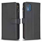 For Nokia C02 9 Card Slots Zipper Wallet Leather Flip Phone Case(Black)