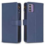 For Nokia G42/G310 9 Card Slots Zipper Wallet Leather Flip Phone Case(Blue)