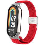 For Xiaomi Mi Band 8 Metal Head + Adjustable Nylon Braided Steel Buckle Watch Band(Red)