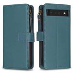 For Google Pixel 7 Pro 9 Card Slots Zipper Wallet Leather Flip Phone Case(Green)