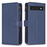 For Google Pixel 7 Pro 9 Card Slots Zipper Wallet Leather Flip Phone Case(Blue)